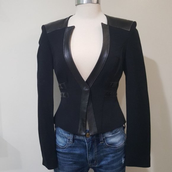 bebe Jackets & Blazers - 🔥Stunning🔥 Vintage Genuine Leather Trim Blazer